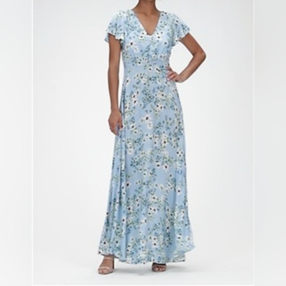 Banana Republic Light Blue Floral Maxi Dress